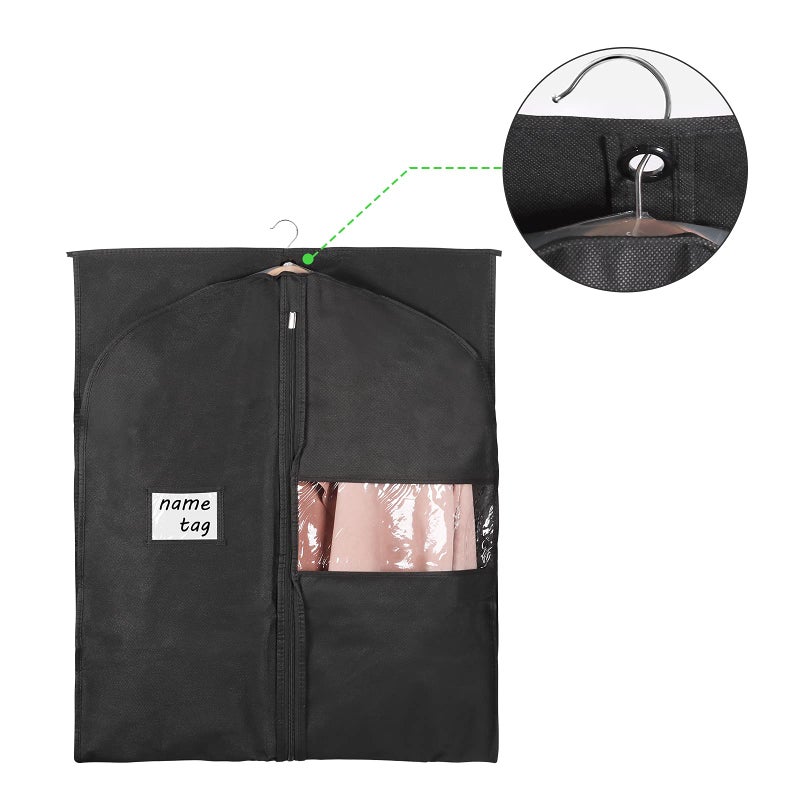 KEEGH Garment Bags for Hanging Clothes 60" (Set of 6) Dress Bags for Gowns Long Dress Bags for Closet Storage with Zipper and Eye-Hole for Folding for Suit Coats Dresses, Black - Image 5